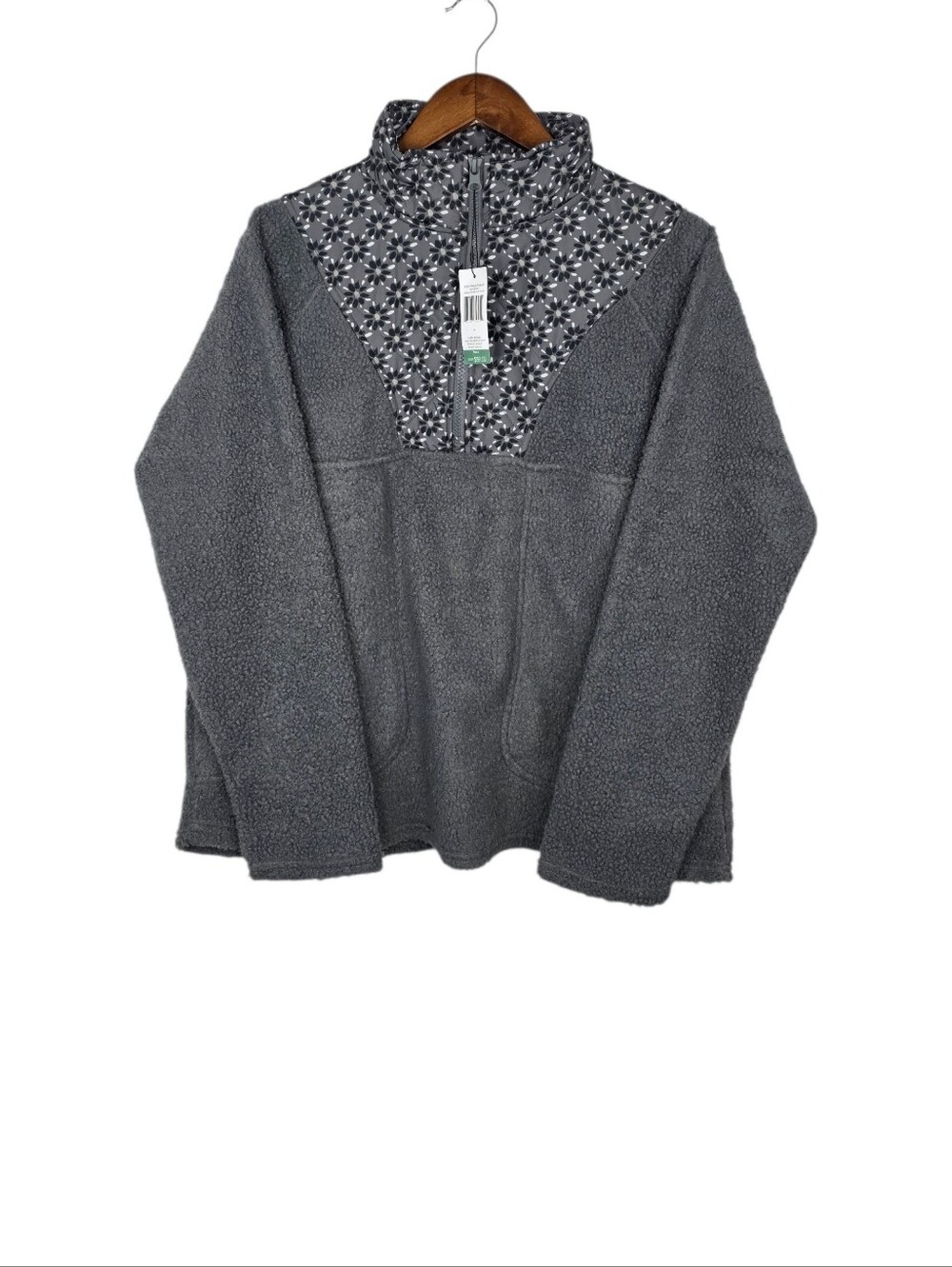 New Vera Bradley Teddy Fleece Pullover Venetian Flowers Quiet‎ Shade Gray Size M